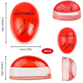Set of 4 Timer for Boiled Eggs, Egg Timer, Egg Timer for Cooking Egg Colour Change Timer Infinitely Reusable (5.5 x 3.9 x 3.2 cm)