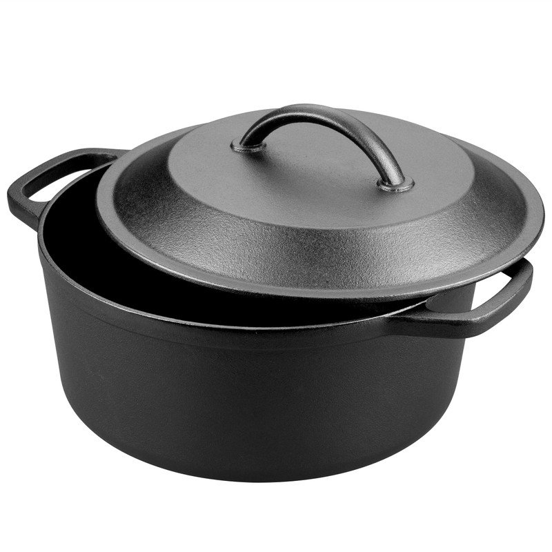 VORRINGARD Pre-Seasoned Cast Iron Dutch Oven with Lid, Round and