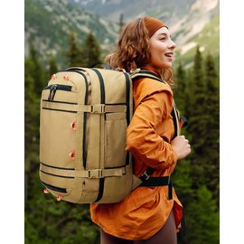 Tolaccea Travel Laptop Backpack, TSA Flight Approved Carry On Travel Duffel Backpack, Dual Laptop Storage for 17.3" and 15.6" Laptop, Large Luggage Backpack 45-50L Expandable for Men Women (Khaki)