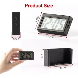 L&T Mini Reloj De Coche Digital Autoadhesivo Con Soporte Lcd