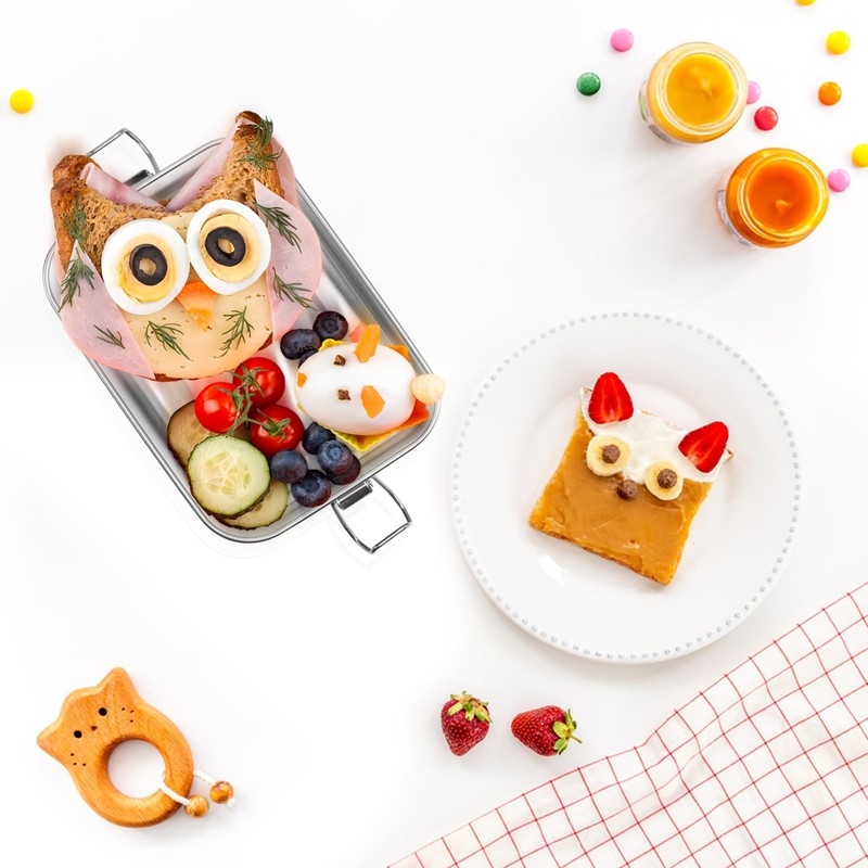 TeamFar Stainless Steel Bento Box, 18.6oz/550ML Metal Small Bento Lunch