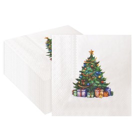 SietDESEO 50 Pieces 3-ply Christmas Napkins Christmas Tree Napkins Cocktail Napkins for Dinner Kitchen Bathroom Christmas Party Napkins Disposable