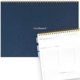 Ink+Volt Dashboard Spiral Deskpad | Undated Weekly Planner Notepad w/ 52 Undated Sheets, Premium Productivity Planner, Minimalist Weekly to do List for Work & Study | A4 Size, Navy - Made in the USA