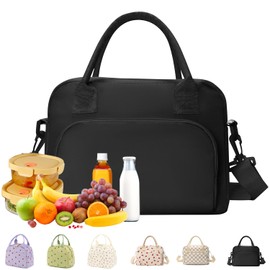 Bolsa De Almuerzo Unisex,Bolsa De Almuerzo Térmica Reutilizable,Bolsa De Almuerzo Aislante Cruzada De Gran Capacidad (Negro 02)