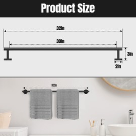 USATURE 30 inch Towel Bar for Bathroom, Wall Mounted Stainless Steel Towel Rack, Hand Bath Towel Rod Holder Matte Black