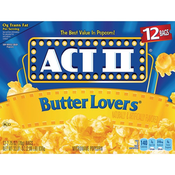 ACT II Butter Lovers Popcorn, 2.75 Ounce (12 Count)