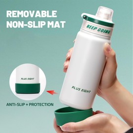 pluseight Insulated Water Bottle 650ml with Straw and Lid Stainless Steel Sports Water Bottles, Leak Proof, Flip Lid, Carry Handle for Gym, Travel, Sports (White)
