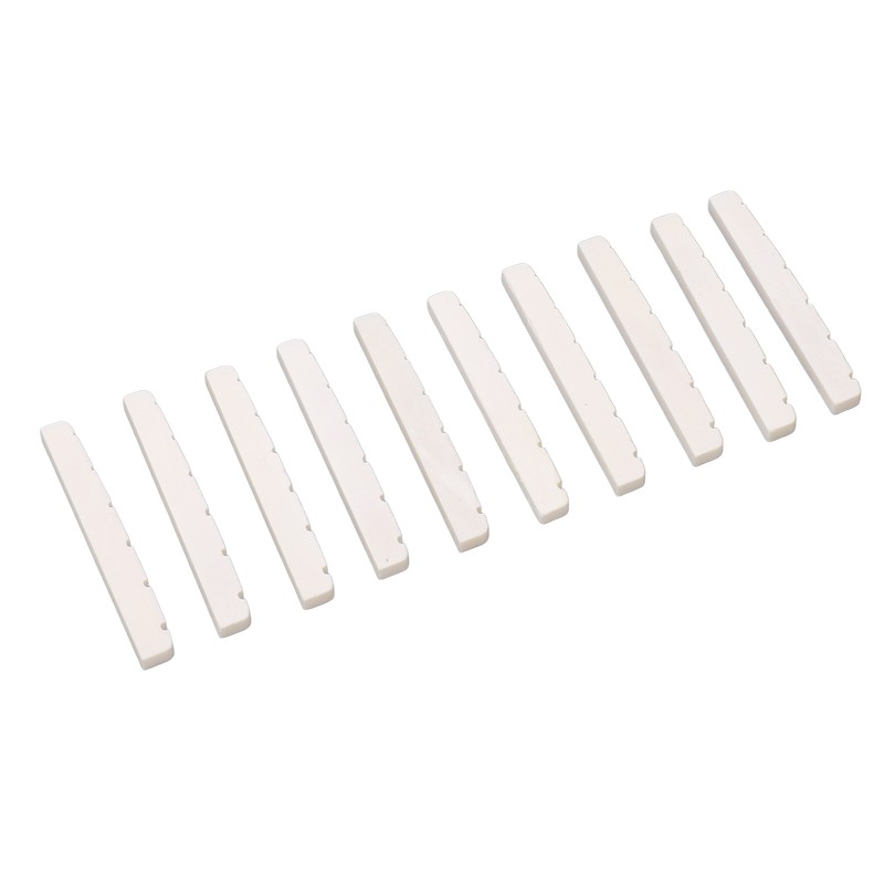 10Pcs Guitar Slotted Bone Nut Flat Bottom 6 String Electric