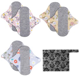6 Stück Reusable Cotton Pads: TOATELU Slipeinlagen Waschbar,Wiederverwendbare Hygienetücher Pads mit Wasserdichte Tasche,Waschbar Damenbinden für Menstruation,Anti Leck Urinmatte für Frau Alter Mann