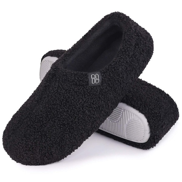 HomeTop, Unisex Indoor Lightweight Room Shoes with Memory Foam, Anti-Slip Washable Slippers, Black
