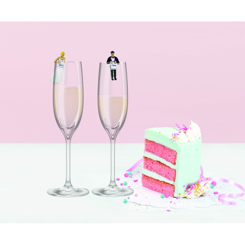 NPW-USA NPW61307 NPW Cocktail/Wine Glass Markers, Happy Couple