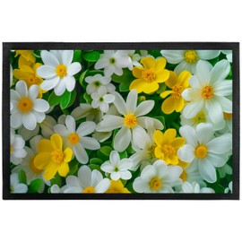 True Statements Decorative Doormat "Spring Flowers" with Flower Motif - for Indoor and Outdoor Use - Non-Slip - Gift for Friends and Family for Any Occasion (60 x 40 cm)