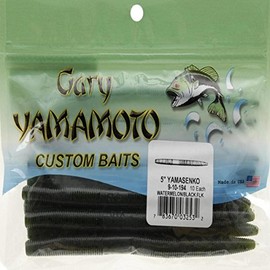 Yamamoto Senko Worm, 5", 10pk, Watermelon with Large Black