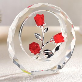 Crystal Rose Birthday Present for Women Popular K9 Crystal Red Rose Gift Rose Bouquet Rose Figurine Wedding Anniversary Present Wedding Anniversary Gift Valentine's Day Gift for Her Wife Mother