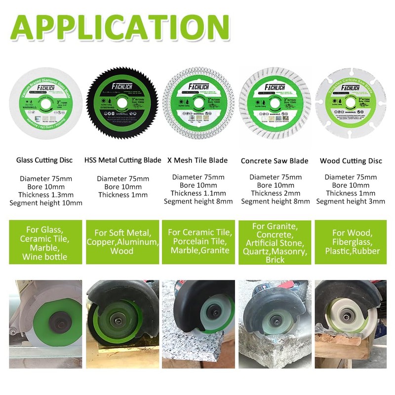 Mini 3 inch Diamond Blades - FACHLICH Cutting Disc for