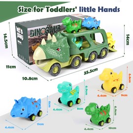 Weinsamkeit Dinosaur Truck Toy with Roar Sound, 5 in 1 T-Rex Car Transporter Dinosaur Toy from 3 4 5 Years, Dino Toy Cars Gifts for Children Toddlers Girls Boys