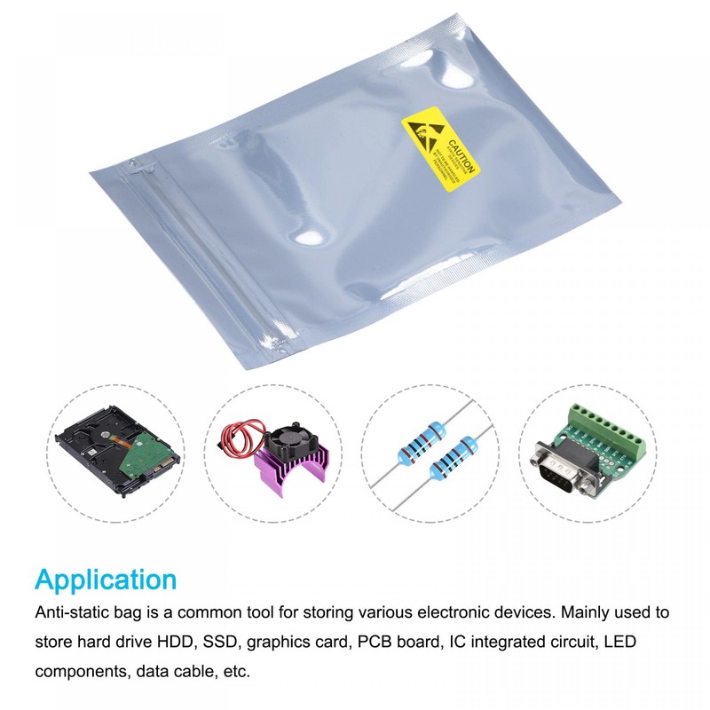 sourcing map Anti Static Bags Shielding Bag 50pcs 3x4.7inch(8x12cm) Resealable