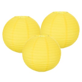 MECCANIXITY 3PCS Paper Lanterns Decorative, 12 Inch Lemon Yellow Round Hanging Ball Lantern Chinese Lanterns for Home Decor, Birthday, Wedding,Christmas Party