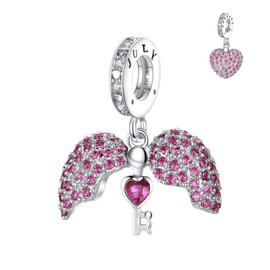 Annmors 925 Sterling Silver Birthstone Bead Charms for European Bracelets and Necklace Beads with 5A Cubic Zirconia, Christmas, Valentine's Day, Mother's Day, Gift Tag for Women and Girls, Sterling