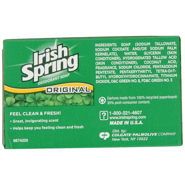 Irish Spring Bath Bar Soap, Original, 3.75 Ounce, 12 Count (Pack of 1)