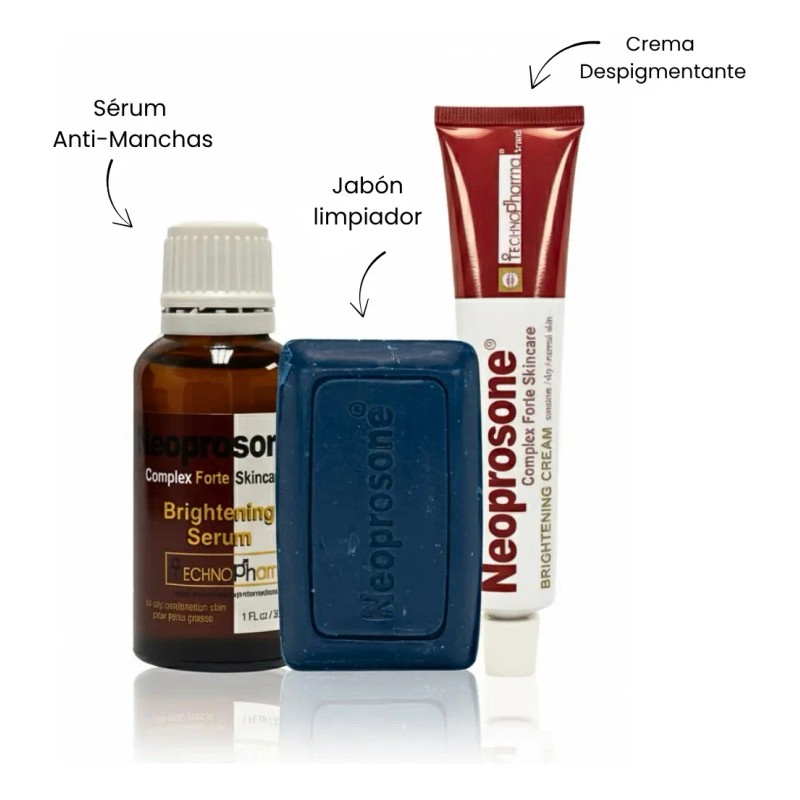 Kit Neoprosone Gel Anti Acne Serum Aclarante Limpiador Exfoliante Acido
