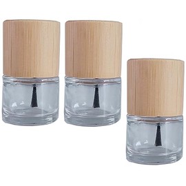 luzen 3Pcs 5ml Empty DIY Nail Polish Bottles with Bamboo Cap and Brush Refillable Cylindrical Glass Nail Polish Bottles Vials Containers for DIY Nail Art or Sample, Clear