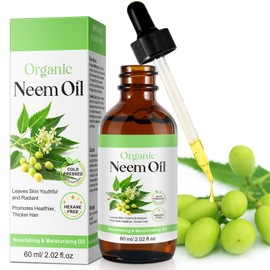 Neem Oil 2.02 fl.oz, Neem Oil for Skin and Hair, 100% Pure Natural Cold Pressed Unrefined Virgin for Hair Growth, Skin& Body Care, Nails, Nourishes the Hair, Natural Moisturizer, Reduces Fine Line