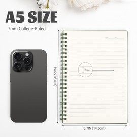 Spiral Notebook, 4 Packs College Ruled Lined Paper, PP Hardcover Notepad Book, 60 Sheets/120 Pages A5 Size Journal Notebook for School Work Office Use