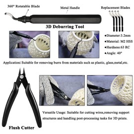 62PCS 3D Printer Tool Kit, 3D Post-Processing Accessories with Hand Drill, Deburring Tool, Cutter, Needle Files, Scrapers, Brushes, Tweezers, and Nozzle Cleaning Set for 3D Model Finishing