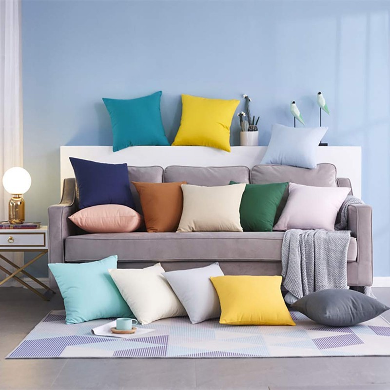 4-Pack Cotton Comfortable Solid Decorative Throw Pillow Case Square Cushion