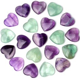 XIANNVXI 20pcs Heart Stones Fluorite Crystals Love Palm Bag Stone Natural Gemstones Crystal Stone for Reiki Healing