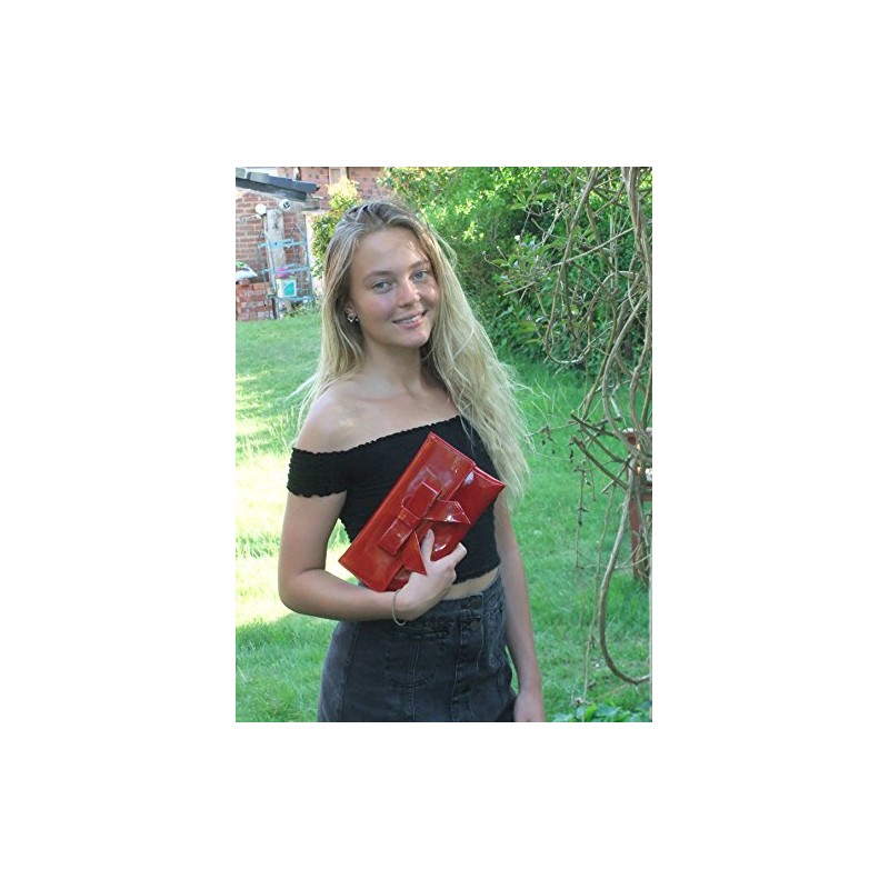 LONI Cute Faux Suede Clutch Shoulder Bow Bag