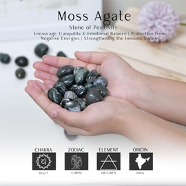 SUBSH Moss Agate Crystals and Healing Stones - Tumbled Crystals Bulk - Crystal Gemstones Healing - Collection of Stones in A Suitcase - Crystal Kit - Metaphysical Gifts