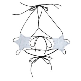 Caviotess Women's Metallic Holographic Star Bra Crop Top Lace Up Halter Bralette Bandeau Camisole