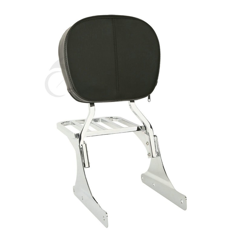 XFMT Chrome Backrest Sissy Bar W/Luggage Rack Compatible with Harley