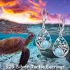 POPLYKE Larimar Turtle Beach Earrings for Women Sterling Silver Cage