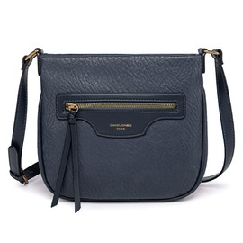 David Jones - Women's zip shoulder bag - shoulder bag - faux leather multipocket - multi-pocket messenger tote bag - elegant and practical classic, Blue, One Size, Stylish