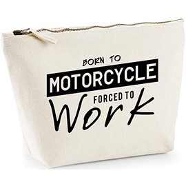 Hippowarehouse Born to Motorcycle Forced to Work Motorbike printed make up cosmetic wash bag 18x19x9cm
