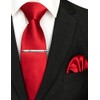 JEMYGINS Red Tie Silk Necktie and Pocket Square With Tie