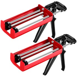 Relaxweex 2 Pack Dual Caulking Gun 12" Dual Cartridge Epoxy Gun 400 mL /13.5 fl oz (1: 1 and 2:1) Stainless Steel Manual Caulking Gun for Bond Adhesive Cartridge Applicator