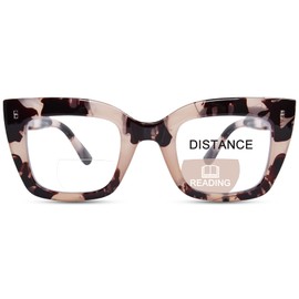 OPTOFENDY Bifocal Reading Glasses for Women, Clear Top Cat Eye Blue Light Blocking Computer Readers with Spring Hinge