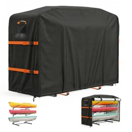 Kayak Rack Cover, Heavy-Duty 600D Waterproof & UV-Resistant, Outdoor Protection for 2-4 Levels 10-12ft Kayaks Racks, Freestanding Kayak, Canoe, SUP & Paddleboard Racks(145”L x 32”W x 57”H)