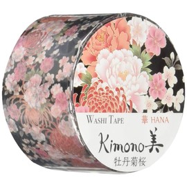 Kamiiso Sansho GR-1010 Masking Tape, Peony Chrysanthemum, 1.0 inches (25 mm) x 16.4 ft (5 m)