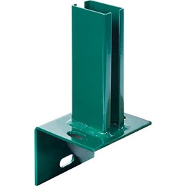 Alberts 685591 Post Holder for Fence Posts on L-Edging Stones | Screw-On | Hot-Dip Galvanised Green Plastic-Coated RAL 6005 | Plate 94 x 100 mm | for Posts 60 x 40 mm