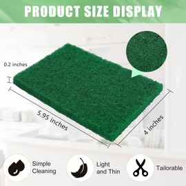 CACASO 80 Pcs Heavy Duty Scour Pads,Scouring Pads,4 x 5.95 inch Scrubbing Pads for Metal Grills & Kitchen Scrubbers,Non-Scratch Reusable Dish Scrubbing Pads for Kitchen Dishes Sink Bathtub(Green)