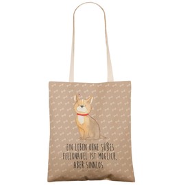 Mr. & Mrs. Panda Shopping Bag Dog Happiness - Gift, Dog Love, Dog Mum, Dog Owner, Tote Bag, Cute, Shoulder Bag, Corgie, Shopper,, brown