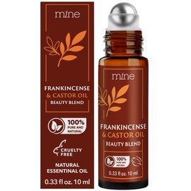 Mine Pure Castor Oil and Frankincense Roll On - Eye Roller, Under Eye Puffiness & Fine Line Moisturizer, Hexane Free Castor Oil for Face, Under Eye, Skin, Wrinkles, Dark Circles Roll On