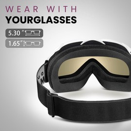 OutdoorMaster OTG Ski Goggles - Over Glasses Ski/Snowboard Goggles for Men, Women & Youth - 100% UV Protection (Black Frame + VLT 84% Yellow Lens)