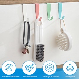 Hisdricus Pack of 12 Door Hooks, Coat Hooks, Door, Carbon Steel Door Hooks for Hanging, Colourful Hooks, Door Hanging, High Load Capacity, Suitable for Doors, Cupboards