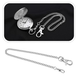 OTOTEC Albert Pocket Watch Chain with Lobster Clasp 14.5 Inch Classic Metal Coating Hanging Watch Chain Strap Pocket Watch Accessories Silver for Unisex Adults, silver, 37
